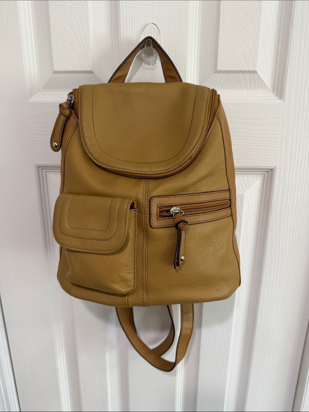 Tignanello Tan Pebble Leather Backpack - Picture 2 of 15